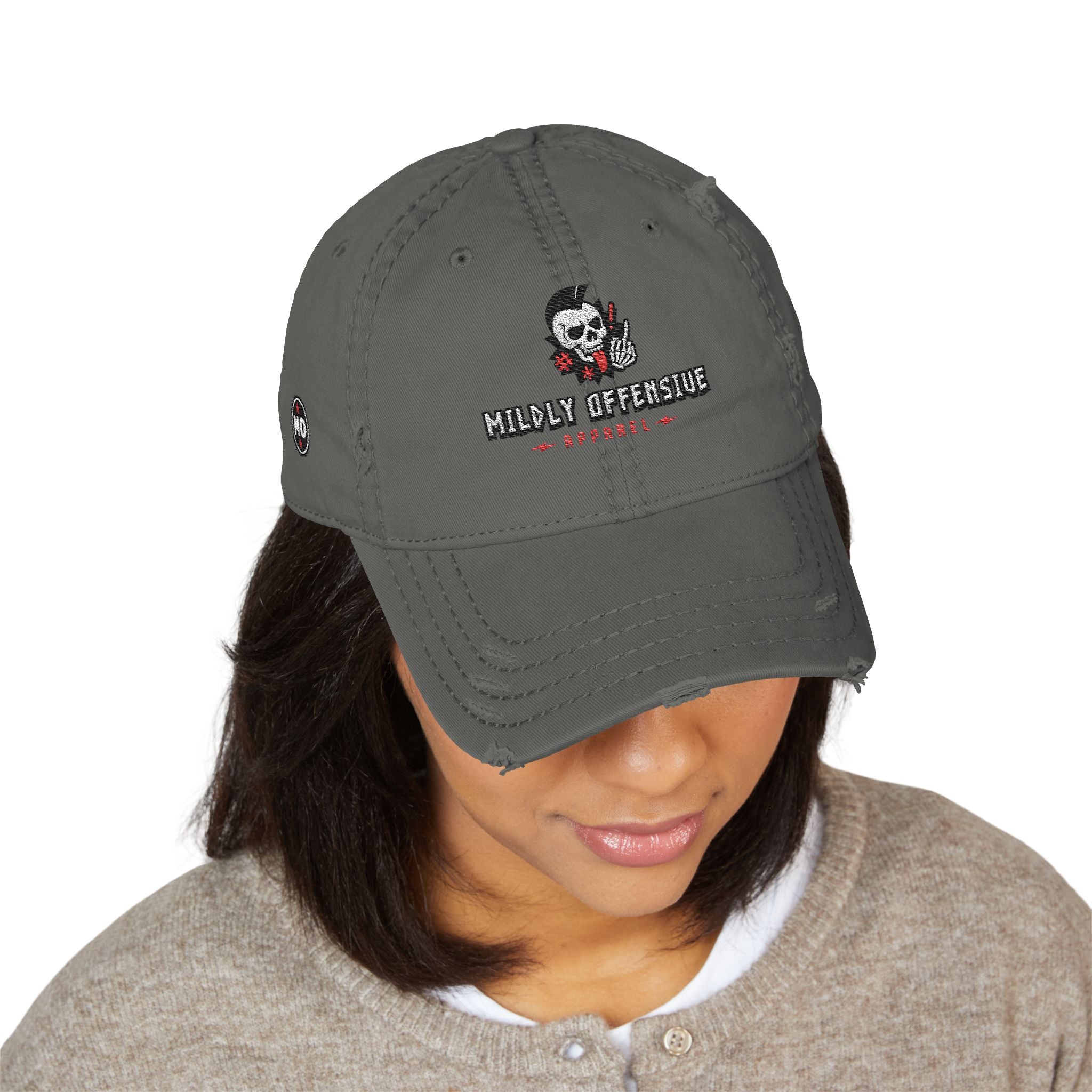 Distressed Embroidered Basic — Mildly Offensive Skull Hat
