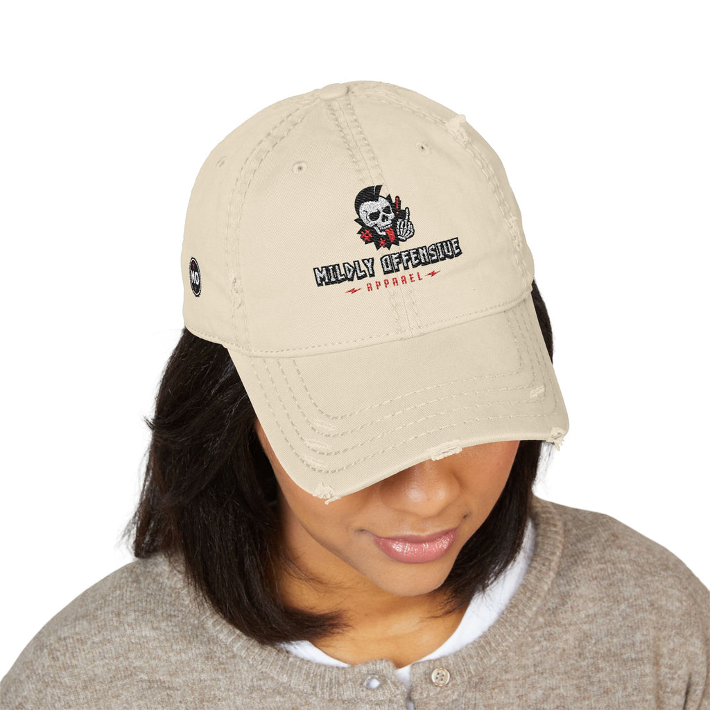 Distressed Embroidered Basic — Mildly Offensive Skull Hat
