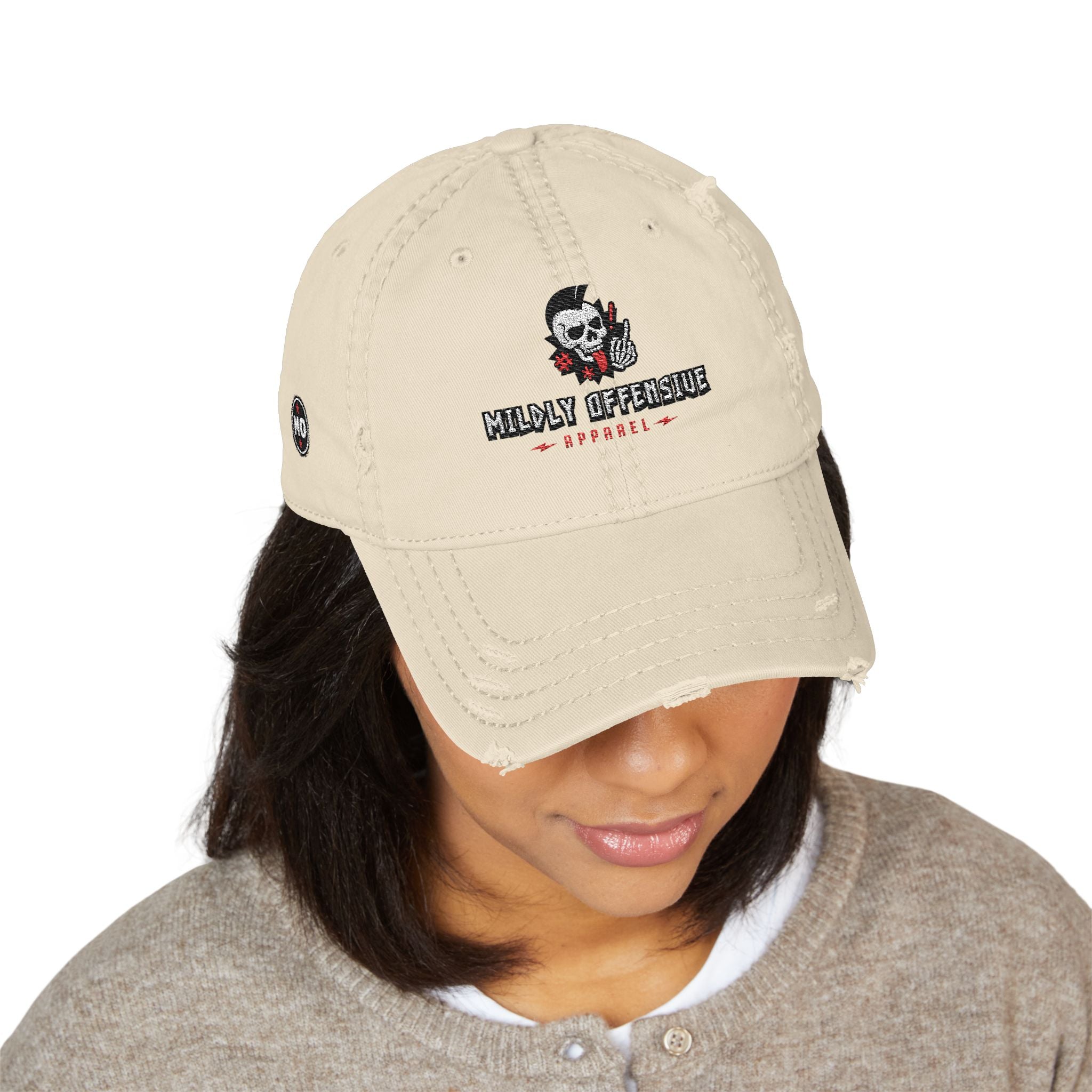 Distressed Embroidered Basic — Mildly Offensive Skull Hat