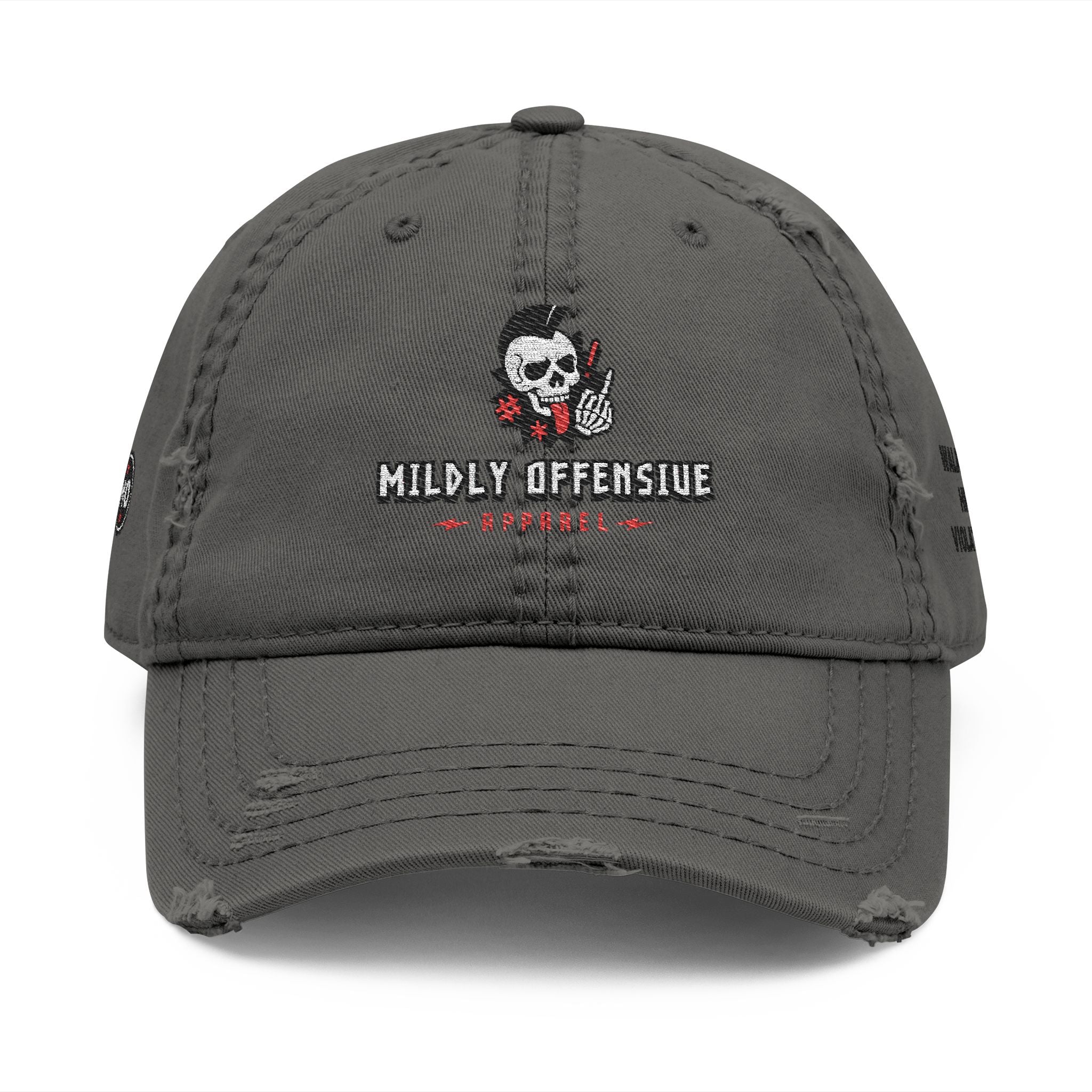 Distressed Embroidered Basic — Mildly Offensive Skull Hat
