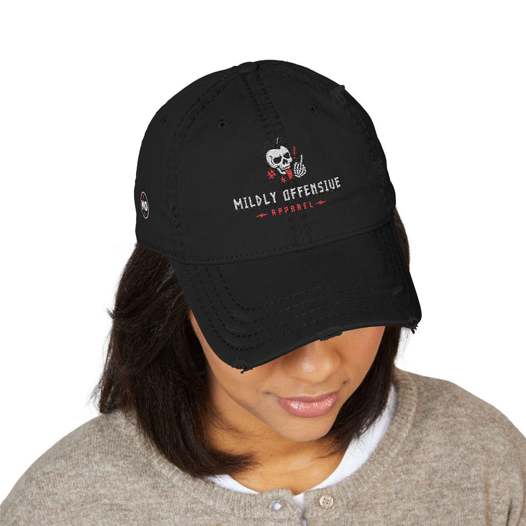 Distressed Embroidered Basic — Mildly Offensive Skull Hat