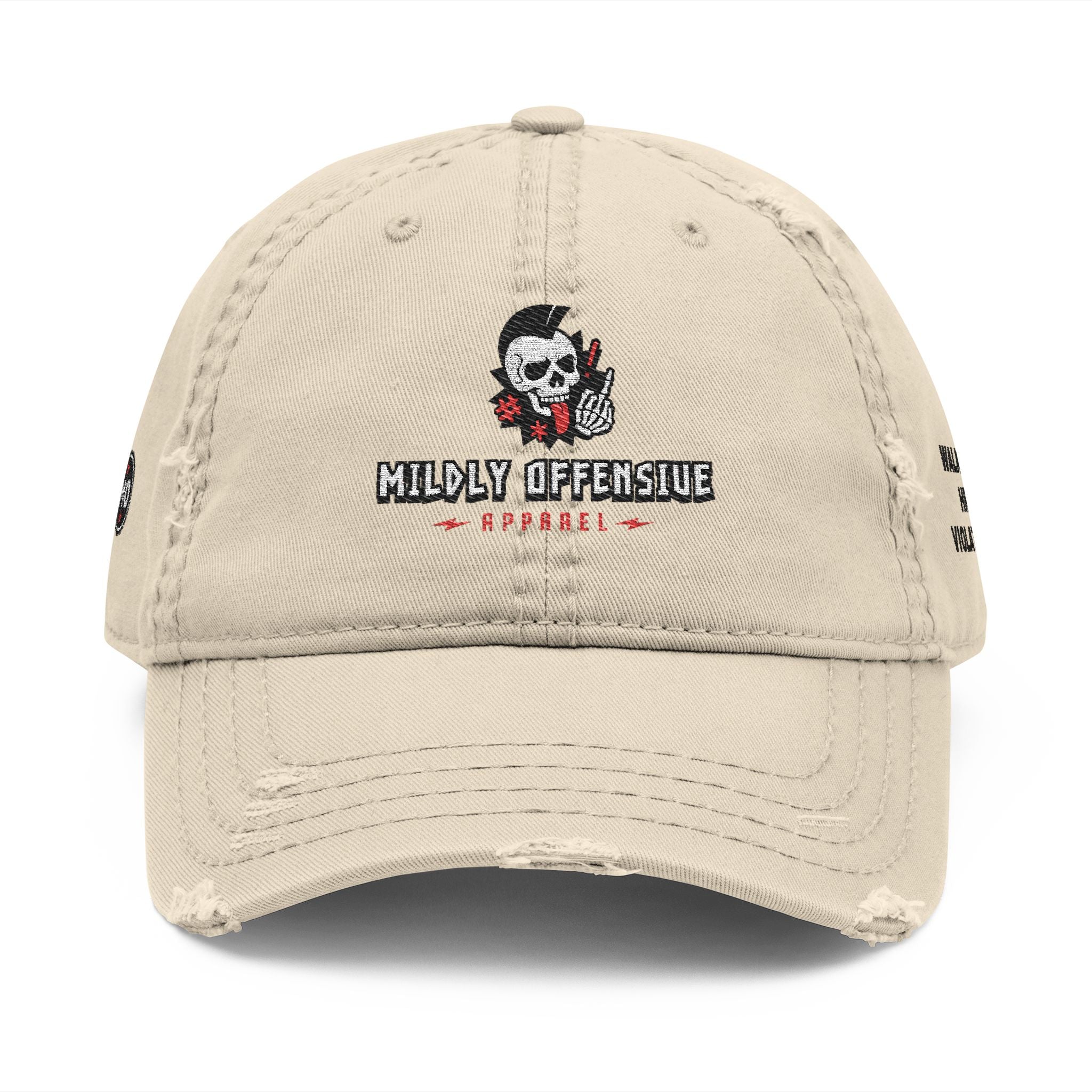 Distressed Embroidered Basic — Mildly Offensive Skull Hat